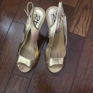 Bebe Metallic Gold Sandals for Women